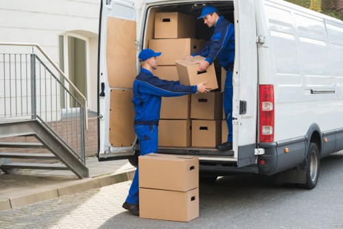 Student belongings being loaded carefully for local transport in Enfield